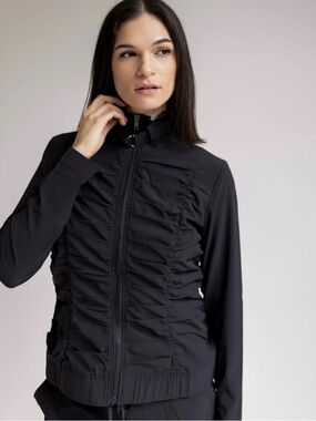 Fila Sport Women's Black Ruched Full Zip Athletic Jacket Size Medium